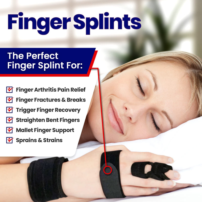[Australia] - Trigger Finger Splint Finger Brace – Comfortable Finger Splints for Broken Fingers. Adjustable Aluminium Finger Straighter for Bent Mallet or Arthritic Finger Joints. Fits All Fingers (Large) Large (Pack of 1) 