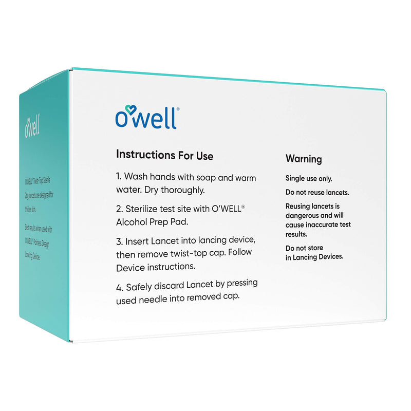 [Australia] - O’Well Twist Top Lancets 28 Gauge, 100 Count | Thick Needle Lancets for Blood Glucose & Keto Testing | Box of 100 Sterile Lancets 100 Count (Pack of 1) 