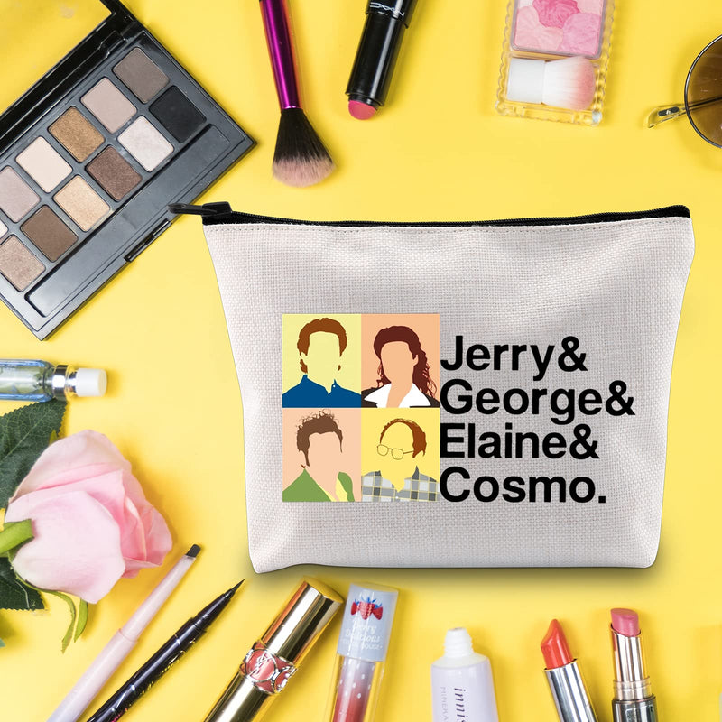 [Australia] - LEVLO Seinfeld Fans Cosmetic Make Up Bag Seinfeld TV Show Themed Fans Gift Jerry & Elaine & George & Cosmo Comedy Makeup Zipper Pouch Bag For Women Girls, Jerry & Elaine & George & Cosmo, 
