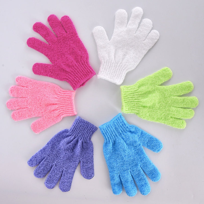 [Australia] - 6 Pairs Double Sided Exfoliating Gloves Body Scrubbing Glove Bath Scrubs for Shower, 6 Colors 