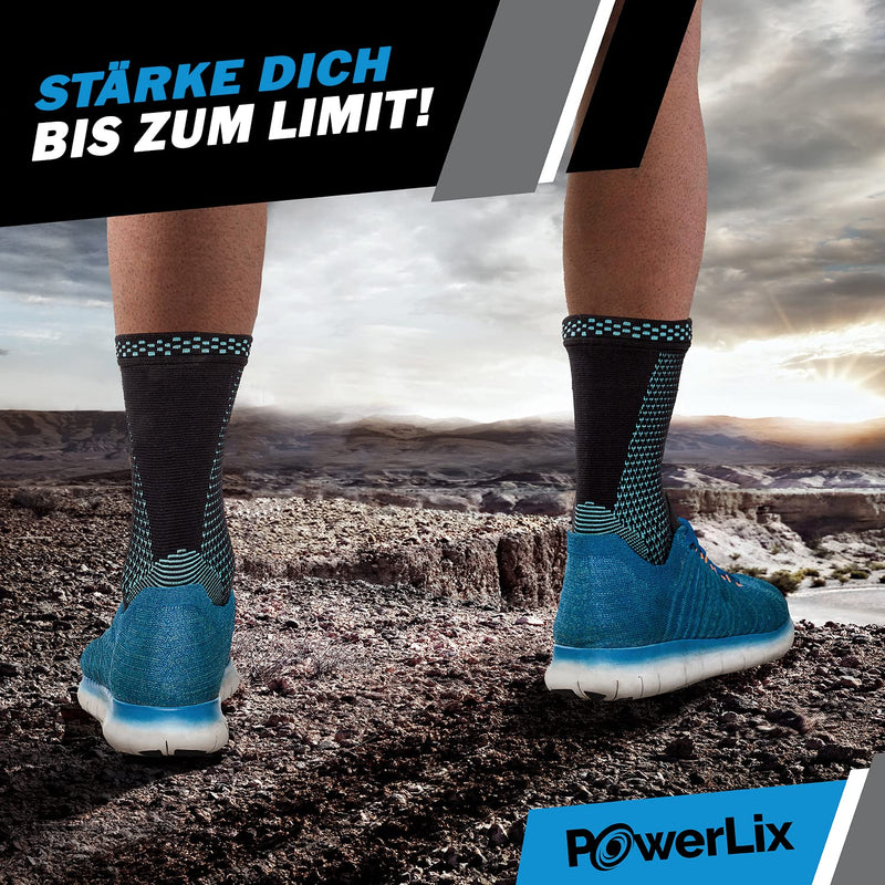 [Australia] - POWERLIX Ankle Brace Compression Support Sleeve (Pair) for Injury Recovery, Joint Pain and More. Achilles Tendon Support, Plantar Fasciitis Foot Socks with Arch Support, Eases Swelling Blue Large 