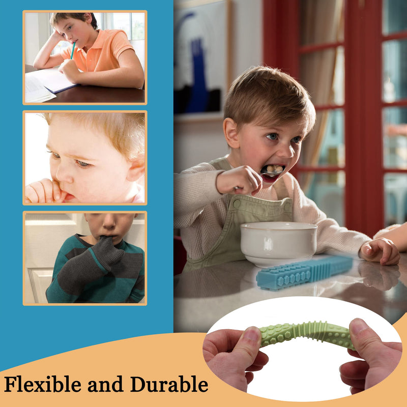 [Australia] - Sensory Chew Tubes for Autistic Children, 4 Pack Silicone Chewy Sticks Oral Motor Tool for Sensory Kids with Autistic, Biting ADHD, SPD, Teether Toys for Babies 3-6 6-12 Months, BPA Free 