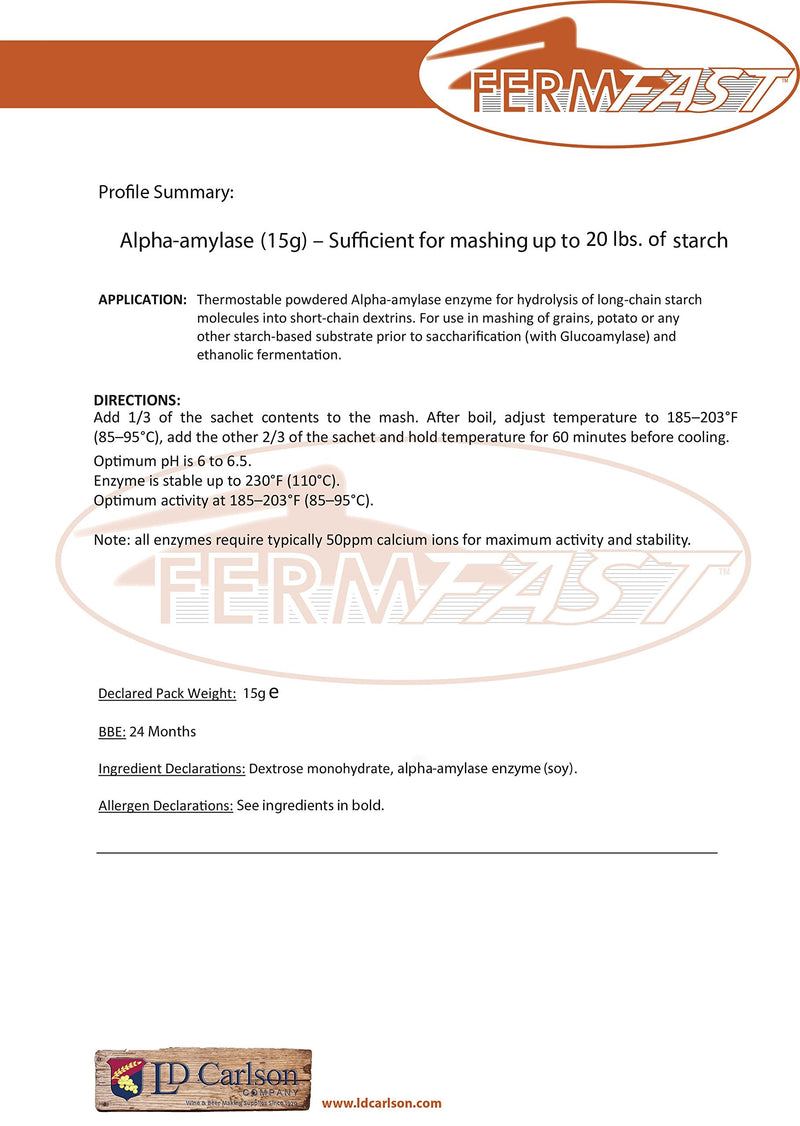 [Australia] - FERMFAST Alpha Amylase Enzyme Single Dose Pack 15 gram 