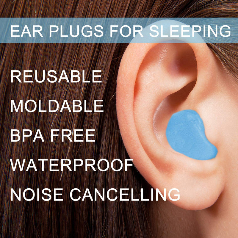 [Australia] - Ear Plugs for Sleeping, Reusable Silicone Moldable Noise Cancelling Sound Blocking Reduction Earplugs for Swimming, Snoring, Concerts, Shooting, Airplanes, Musicians, 32dB Highest NRR 