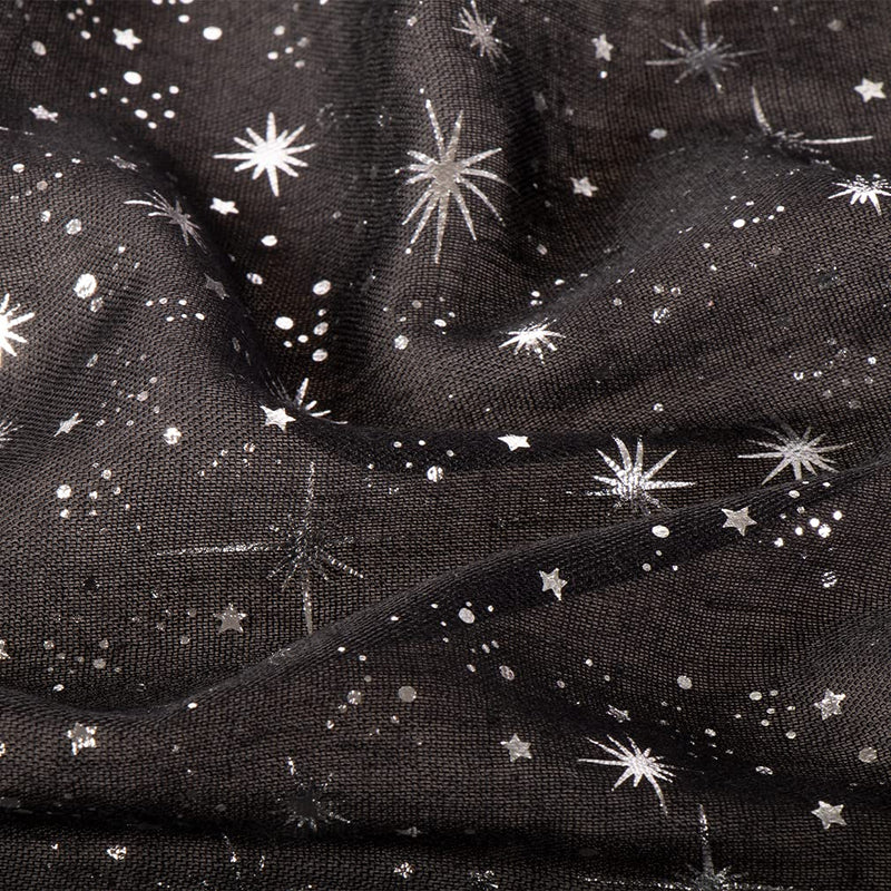 [Australia] - KAVINGKALY Printed Gold Star Scarf for Women Ladies Soft Shawl Wraps Premium Fashion Long Cute Neck Scarves Black2 