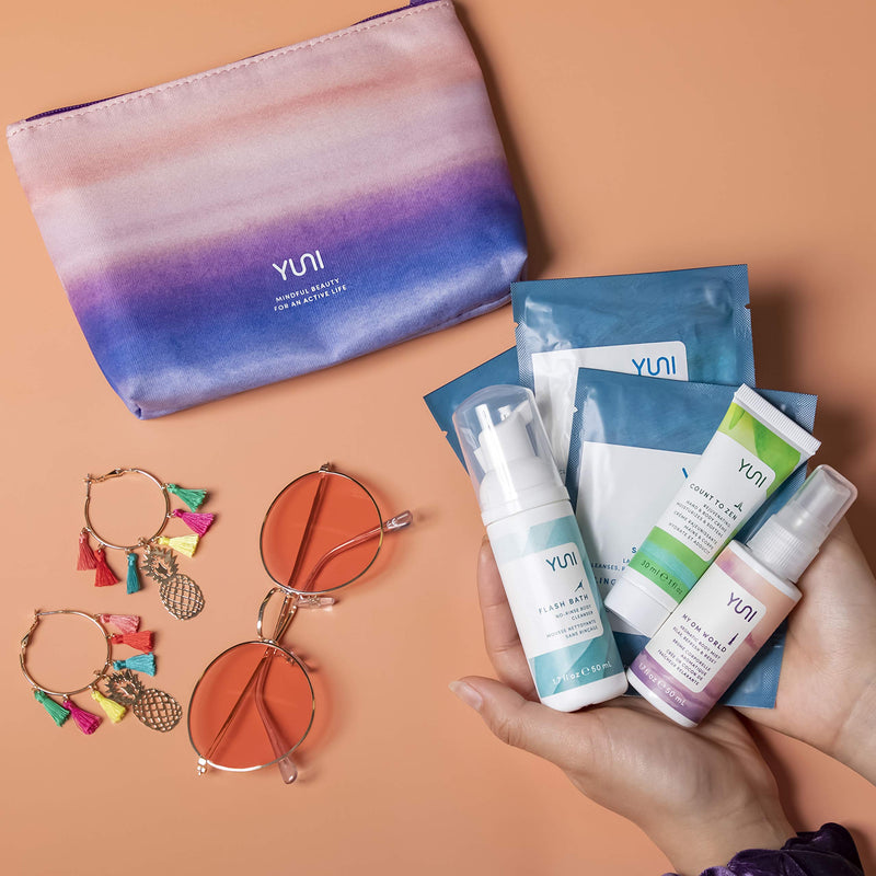 [Australia] - YUNI Beauty Natural Travel Essentials Kit (7pc kit) Beauty On the Run Travel Size Body Care Kit - Cleanse, Refresh, Hydrate - Save Time & Relieve Stress - All Natural, Paraben-Free, Cruelty-Free 