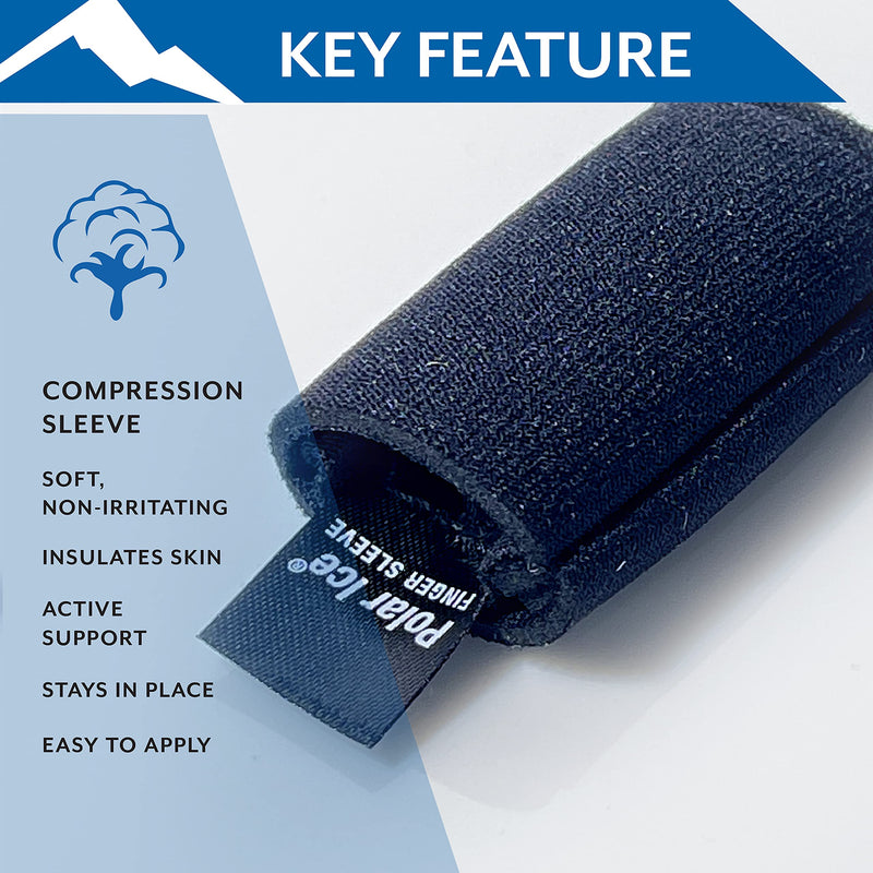 [Australia] - Polar Ice® Finger Sleeve, Universal Size – Patented Design Prevents Finger Joint Stiffness – Built-in Cooling Gel Pad – Designed to Support Sprains, Strains, & Sports Injuries 