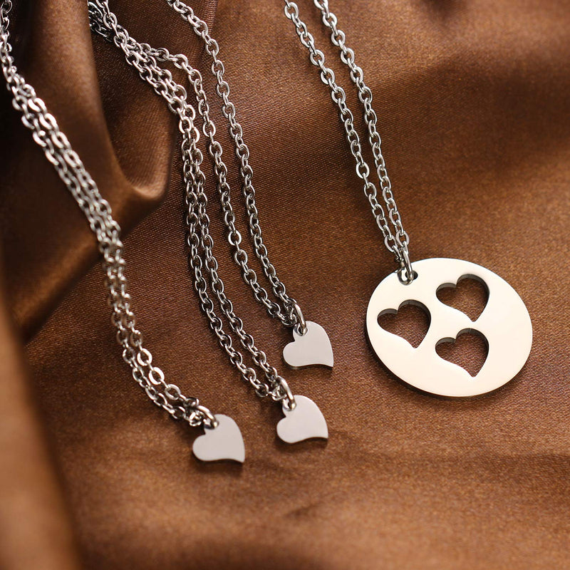 [Australia] - YeeQin Mother and Daughters Necklace Set Mom and Daughter Matching Jewelry Gift for Mom Sweet Heart Girls Gifts Mom & 3 Daughters Necklace Set 
