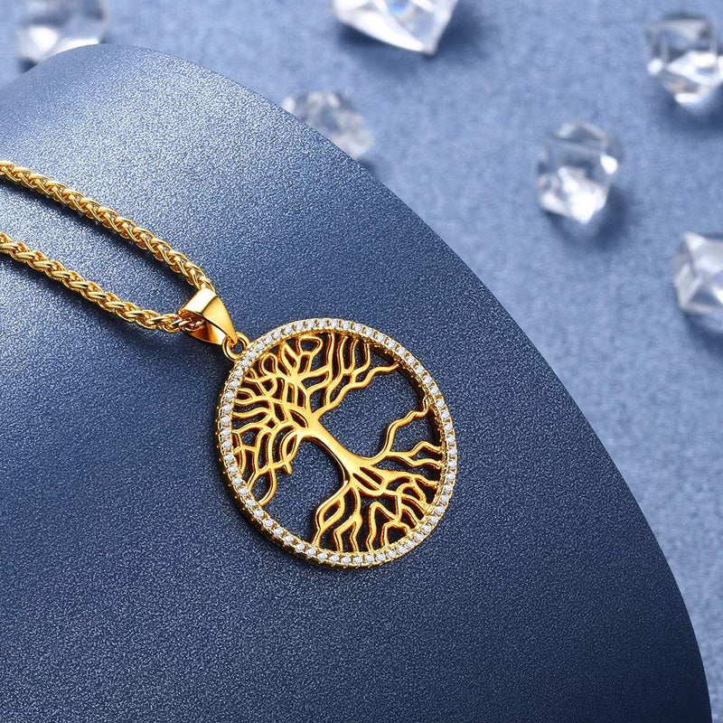 [Australia] - Beautlace Tree of Life Necklace Silver/18K Gold/Black Gun Plated Family Trees Pendant Charm Jewelry Gifts for Men/Women Girls gold-plated-base 