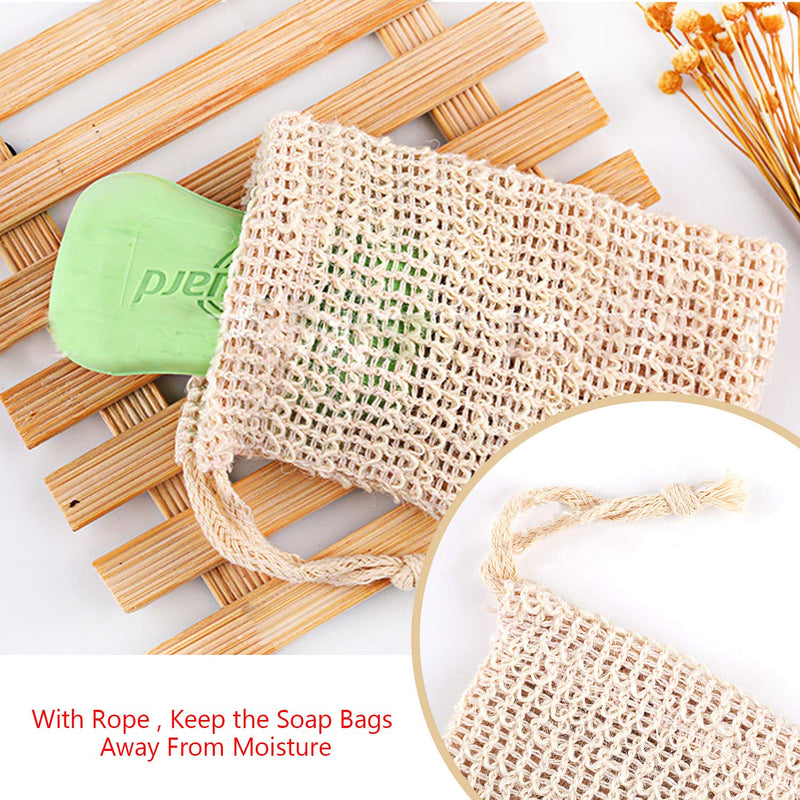 [Australia] - 2 Packs Bamboo Fiber Exfoliating Gloves and 3 Pack Natural Sisal Soap Bags - for Foaming & Save Soaps and Shower Massage Mitts for Scrub and Remove Exfoliate 