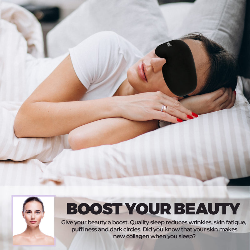 [Australia] - unel Eye Mask for Sleeping, 3D Black Sleep Mask for Men & Women, Perfect for Travel, a Nap or Shift Work - Total Blackout 