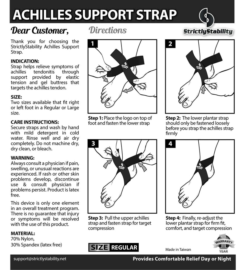 [Australia] - StrictlyStability Achilles Tendonitis Support Strap Brace (Regular) Regular 