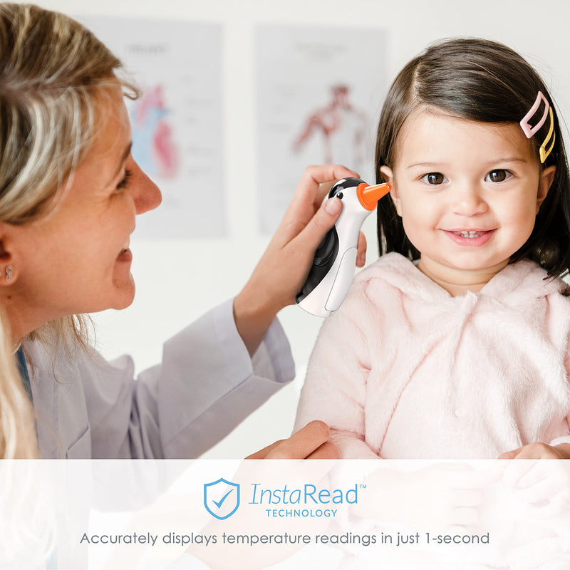 [Australia] - Pure Enrichment® ThermoBuddy™ Penguin Ear Thermometer - InstaRead™ Technology, LCD Backlit Display, 10 Memory Settings, Dual Scale Readings, Fever Alert and Cover - Ideal for Babies and Young Children 