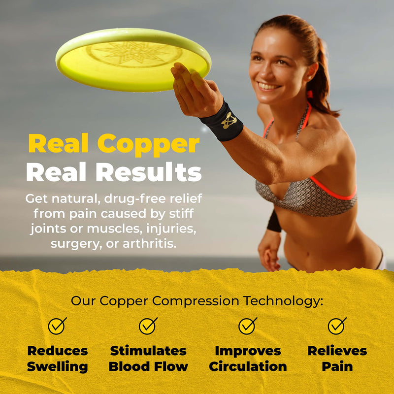 [Australia] - CopperJoint Compression Wrist Support – Copper-Infused Bands Support Improved Circulation, Recovery, Help Relieve Stiff & Sore Muscles - 1 Pair (Large) Large 