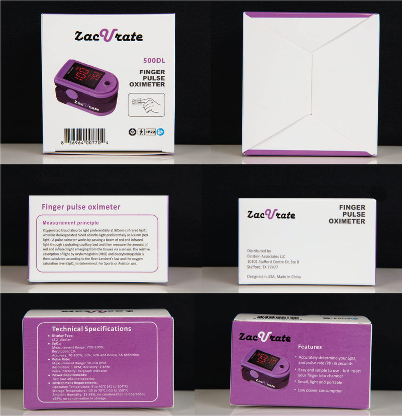 [Australia] - Zacurate Pro Series 500DL Fingertip Pulse Oximeter and Oximeter Carrying Case Bundle 