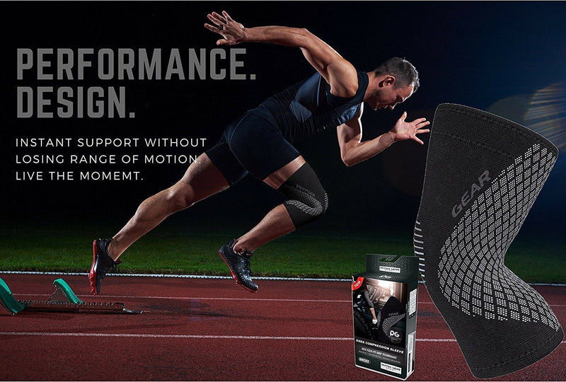 [Australia] - Physix Gear Sport Knee Support Brace - Best No-Slip Knee Braces for Knee Pain Women & Men, Compression Knee Sleeves for Running Workout Walking Hiking Sports Arthritis ACL Torn Meniscus XX-Large | 24.5"-27" Black/Grey (Single) 