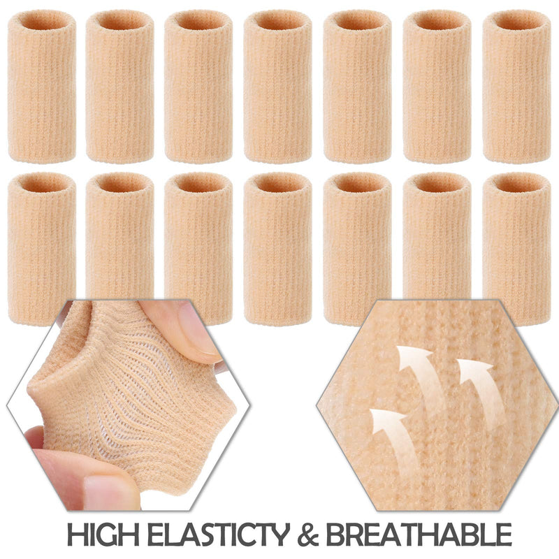 [Australia] - 30 Pieces Finger Sleeves with 1 Storage Bag, Thumb Splint Brace Support Protector Breathable Elastic Finger Tape for Pain Relief Arthritis Trigger Finger Sports Basketball Baseball (Beige) Beige 