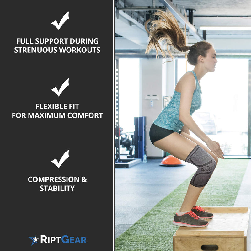 [Australia] - RiptGear Knee Compression Sleeve - Knee Braces for Knee Pain - Compression for Arthritis, Meniscus Tear, Running - Knee Support for Women and Knee Brace for Men - Running Knee Brace, Knee Sleeves Weightlifting (Small, Gray (1 Pack)) Small Gray (1 Pack) 