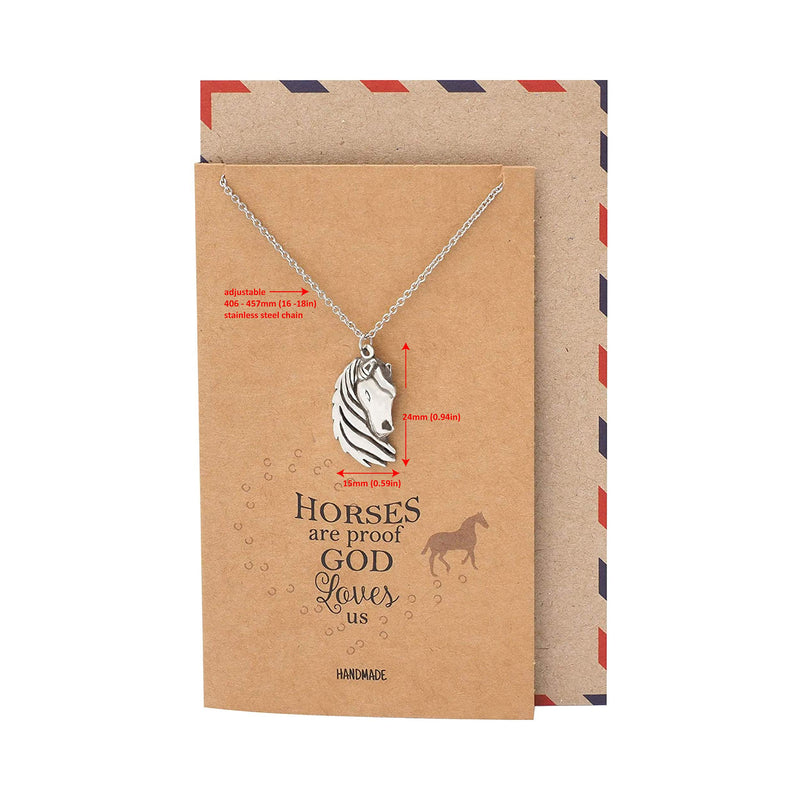 [Australia] - Quan Jewelry Horse Necklace, Gifts for Equestrian Friends, New Beginnings Reminder Charm, Fashion Jewelry, Gifts for Horse Racing Lover, Animal Pendant, Handmade with Quote Card 