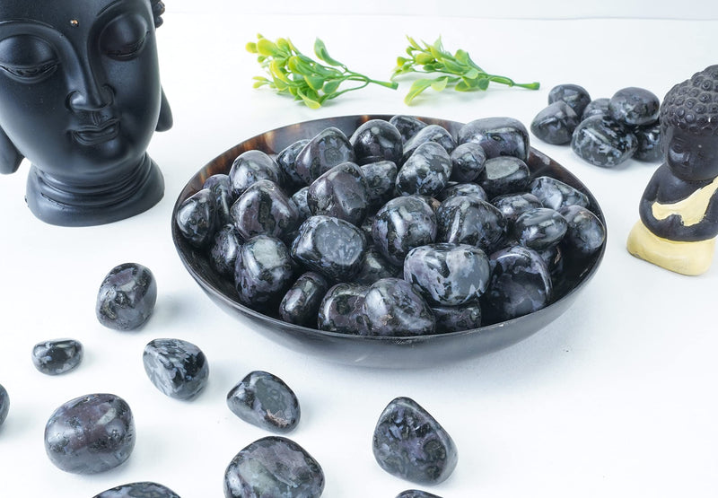 [Australia] - Crocon indigo gabbro tumble stones Stones Set Pocket Crystal Healing gemstones Tumble Collection palm stone Good Luck Charm Gift Craft Home Decor Size: 20-25 mm 1 LB 