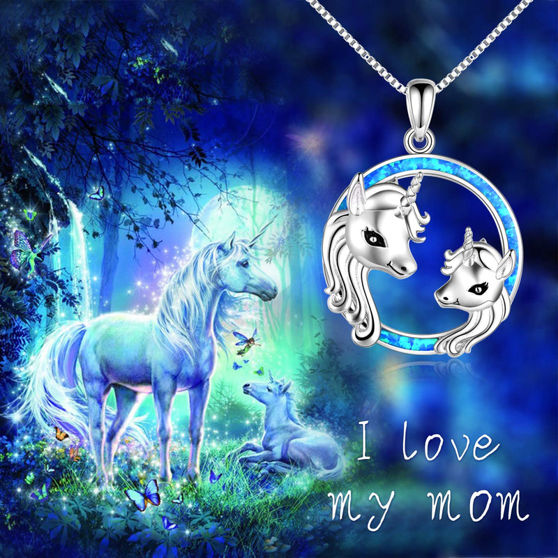 [Australia] - LUHE Unicorn Necklace Opal Unicorn Necklace Pendant Jewelry Gifts for Girls Best Friend Granddaughter Christmas Birthday Gifts Blue Unicorn necklace 