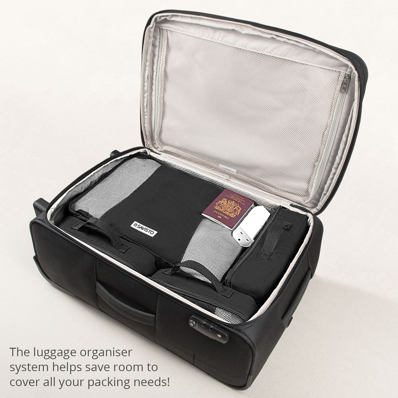 [Australia] - Savisto Packing Cubes - Small, Medium, Large, XL (6-Piece Set) - 7 Colours (1x XL / 2x L / 2x M / 1x S, Black) 1x XL / 2x L / 2x M / 1x S 
