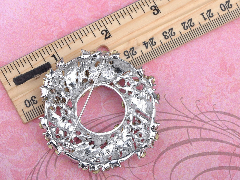[Australia] - Alilang Silvery Tone Amethyst Purple Crystal Rhinestone Floral Wreath Brooch Pin Pink 