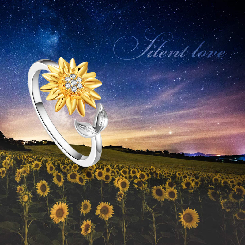 [Australia] - POPLYKE Sterling Silver Sunflower Jewelry Series for Women Girls You are My Sunshine Sunflower rings 