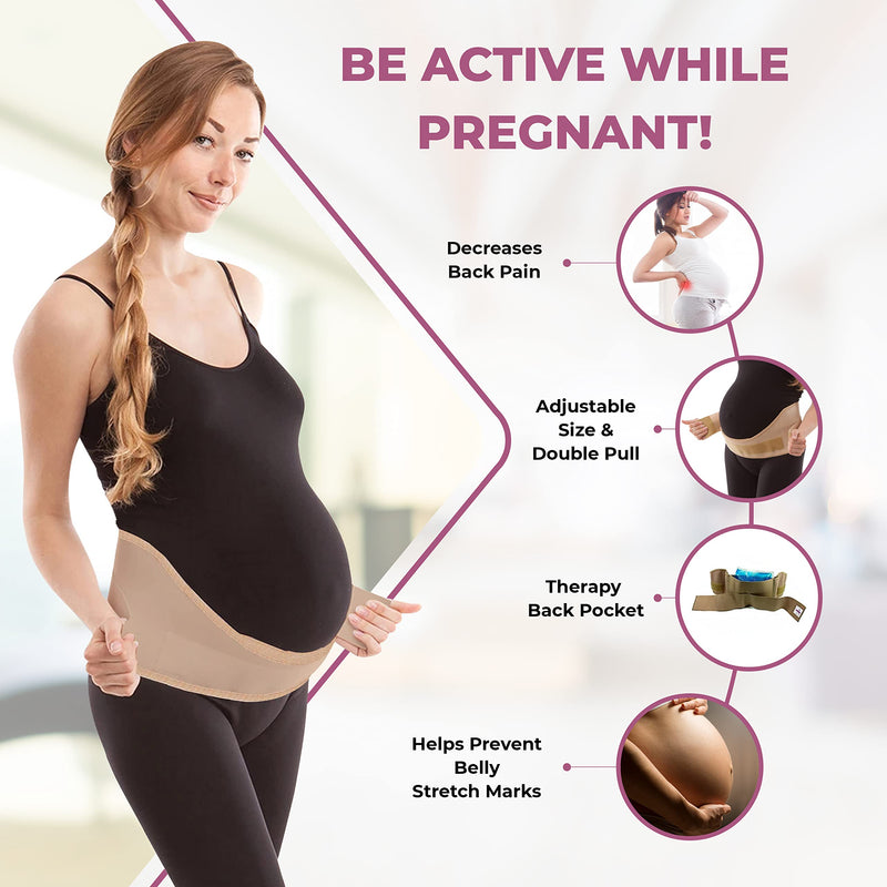 [Australia] - GABRIALLA Elastic Maternity Support Belt, Prevent Lower Back Pain and Stretch Marks, Lightweight Pregnancy Belly Band, Best Belly Band for Running and Exercising Moms, MS-96 B S Beige Small 