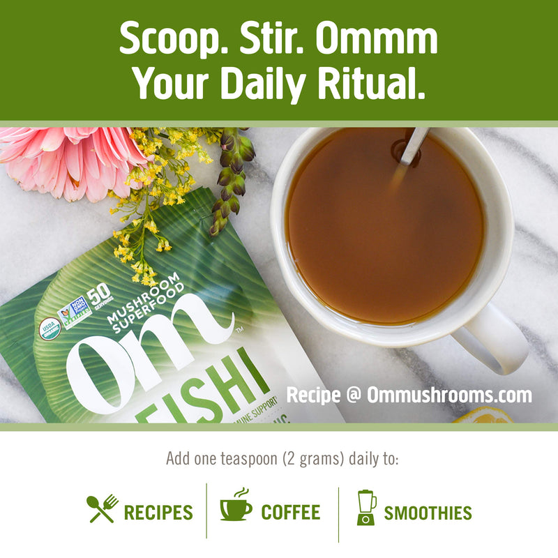 [Australia] - Om Mushroom Superfood Reishi Organic Mushroom Powder, 3.5 Ounce, 50 Servings , Adaptogen, Stress & Immune Support, Superfood Mushroom Supplement Reishi Powder 3.5 Ounce (Pack of 1) 