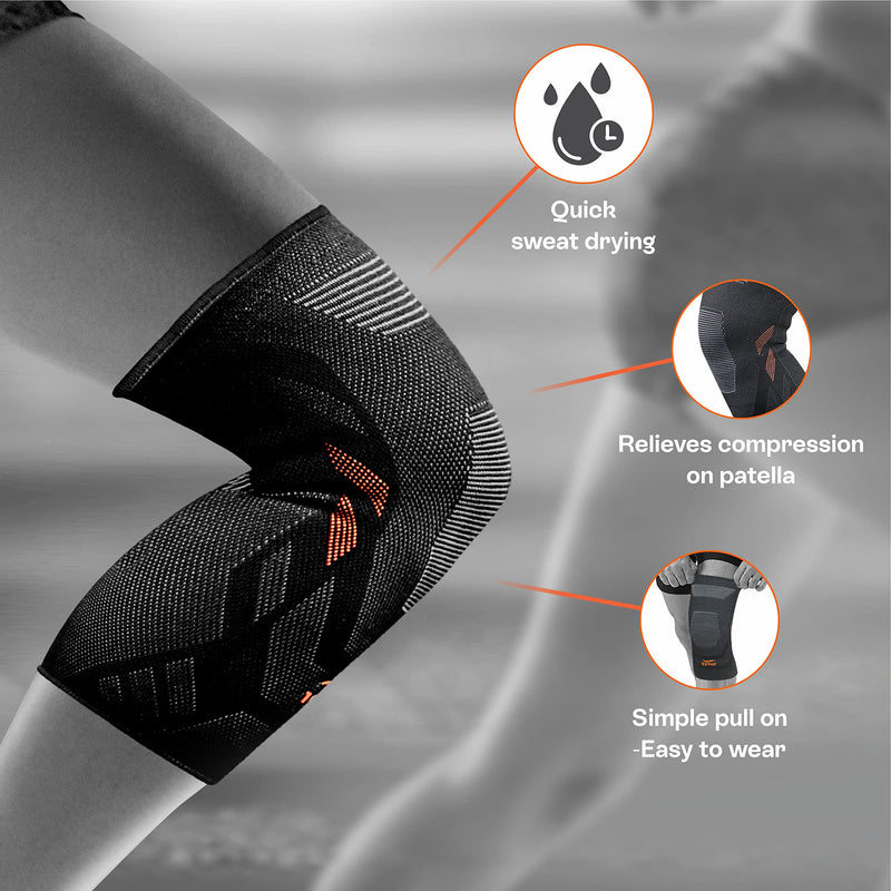 [Australia] - Knee Sleeve by Tynor | TYNOR Knee Cap Air Pro (Knee Support for Men & Women, Knee Compression Pain Relief, Knee Brace for Running) - Large | 2 Pieces Black 
