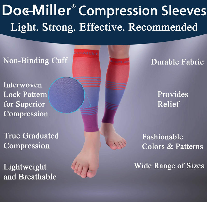 [Australia] - Doc Miller Calf Compression Sleeve Men and Women 20-30 mmHg, Shin Splint Compression Sleeve, Medical Grade Socks for Varicose Veins and Maternity 1 Pair Medium Red Blue Purple Calf Sleeve Red.Blue.Purple 