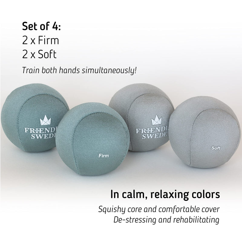 [Australia] - The Friendly Swede Stress Balls for Adults - Hand Therapy Ball and Hand Exerciser - 4 Pack of Stress Balls for Grip Strength Training and Stress Relief Small (5,5cm) 