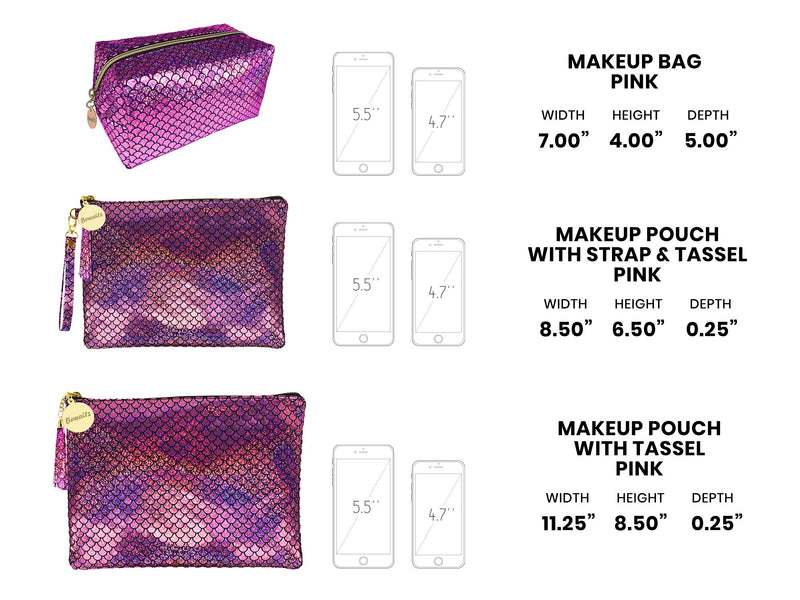 [Australia] - Bewaltz Mermaid Makeup Pouch Handbag Multifunctional Clutch Bag Makeup Bag Cosmetic Bag Makeup Bag Toiletry Travel Bag Handy Large Protable Wash Pouch, Waterproof, Pink Mermaid - Pink (L) 