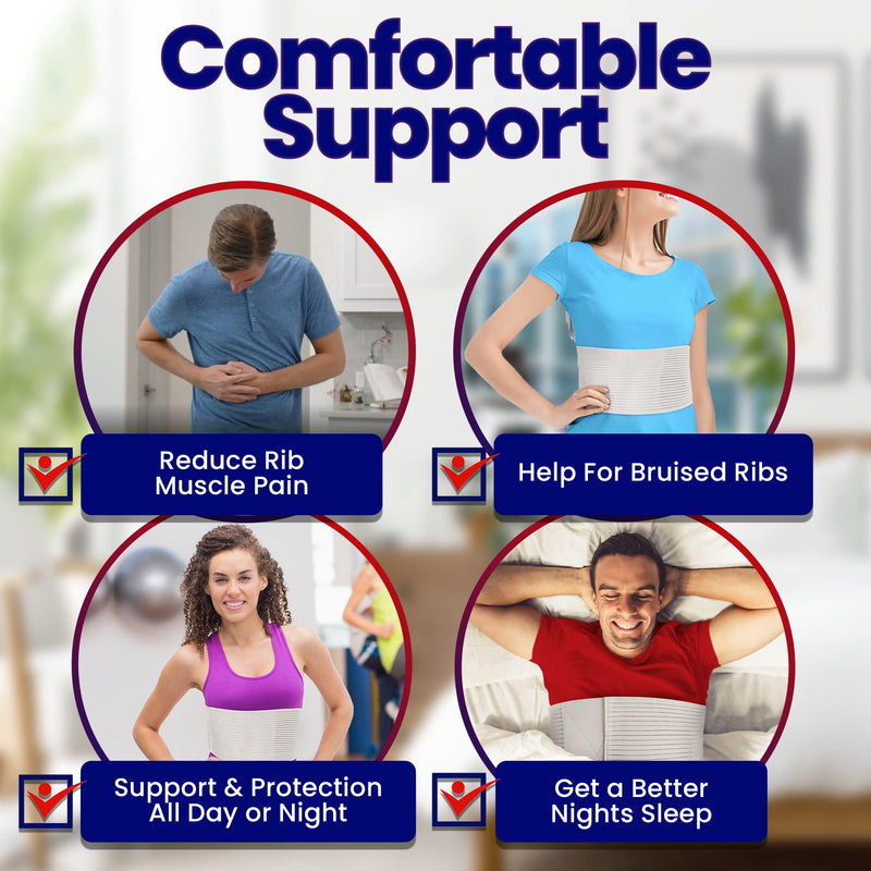 [Australia] - Chest Binder Rib Brace – Beige Rib Belt to Reduce Rib Cage Pain. Chest Compression Support for Rib Muscle Injuries, Bruised Ribs or Rib Flare. Breathable Chest Wrap Breast Binder for Women Men (S/M) S/M (25" to 36") 