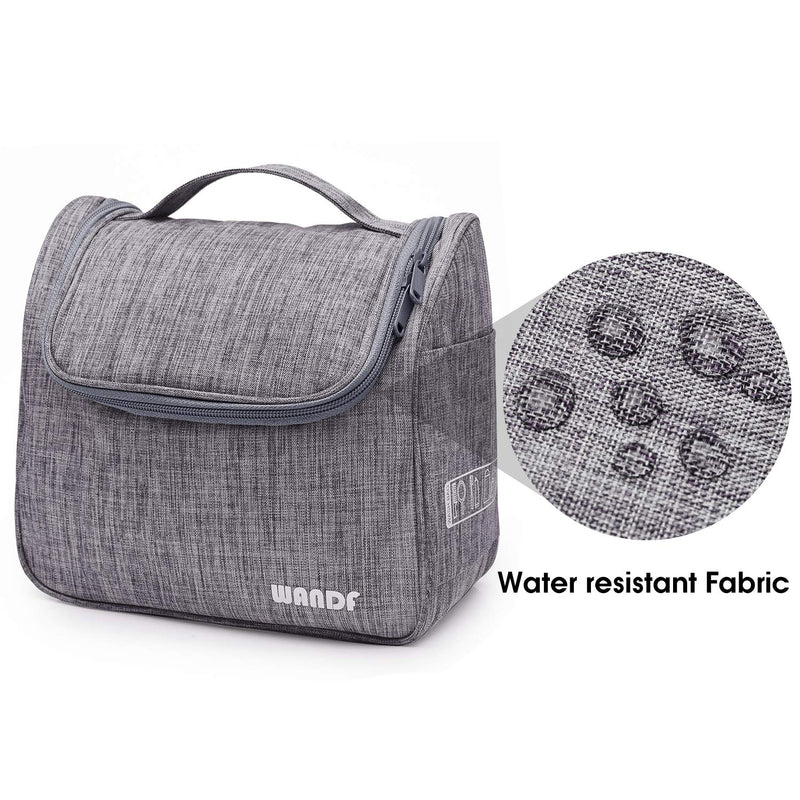 [Australia] - WANDF Hanging Toiletry Bag Travel Cosmetic Organizer Shower Bathroom Bag for Men Women Water-Resistant (M-Denim Grey) M-denim Grey 