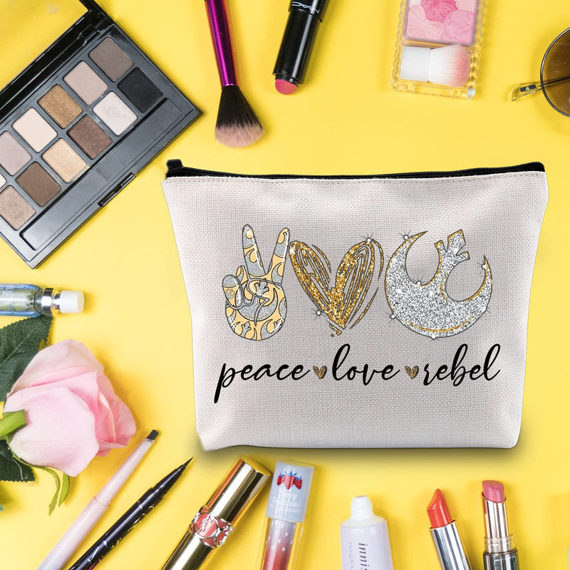 [Australia] - LEVLO Death Star Cosmetic Bag Death Star Fans Gift Peace Love Rebel Makeup Zipper Pouch Bag Star Wars Fans Gift, Peace Love Rebel, 