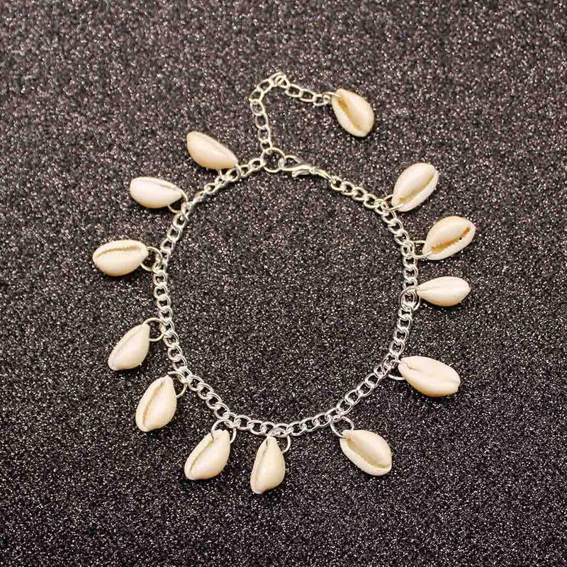 [Australia] - Adflyco Tassel Anklets Shell Anklet Bracelets Beach Foot Jewelry for Women and Girls (Silver) Silver 