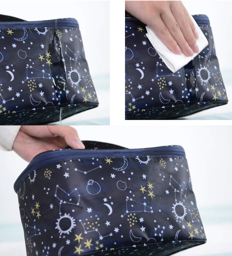 [Australia] - HOYOFO Women Makeup Bag Travel Cosmetic Bags with Mesh Pocket Waterproof Large Portable Toiletry Storage for Women, Starry Sky A Starry Sky 