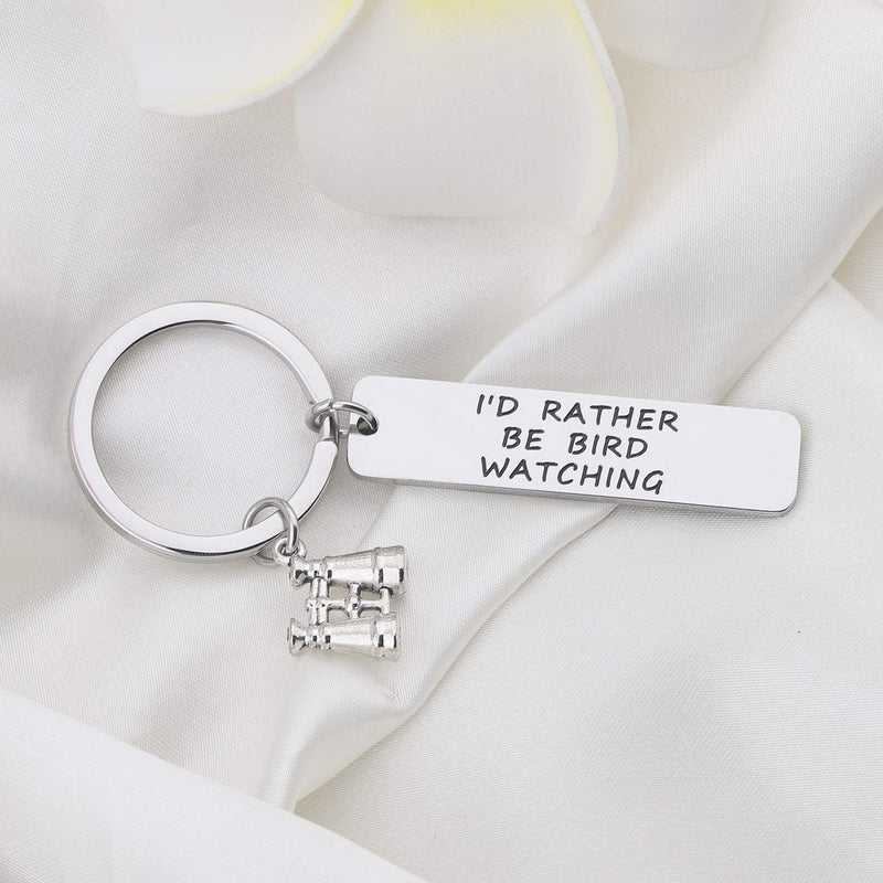 [Australia] - bobauna I'd Rather Be Bird Watching Keychain with Binoculars Charm Ornithology Gift for Ornithologist Bird Watcher 