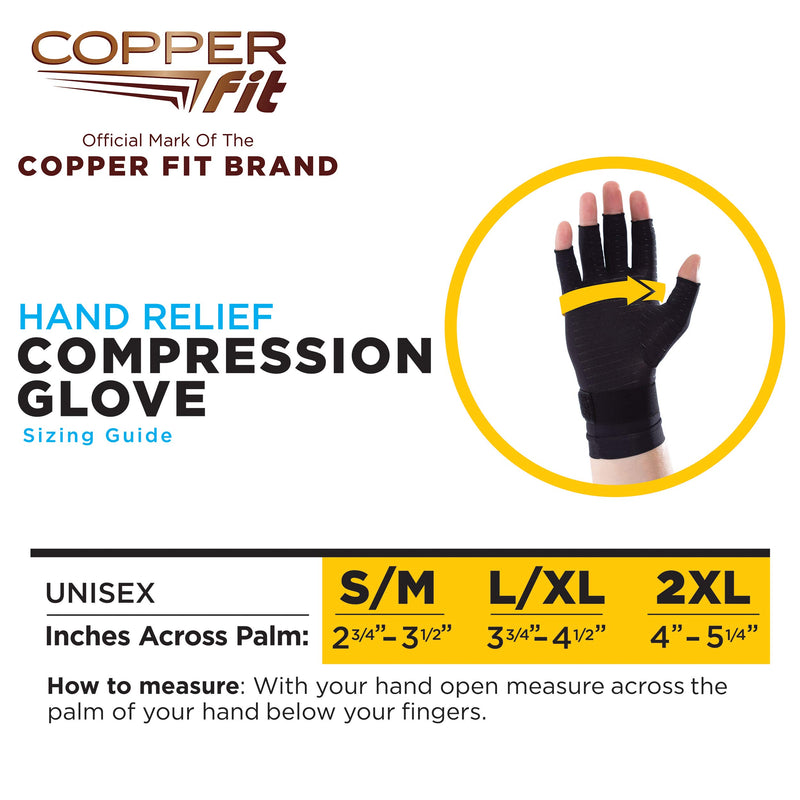 [Australia] - Copper Fit Unisex Hand Relief Compression Gloves Small/Medium (Pack of 1) Black 