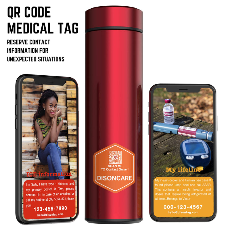 [Australia] - DISONCARE 60H 4 Insulin Pen Cooler Travel Case Diabetic Travel Cooler Medication, Portable Medicine Cooler with Medical Tag-Save Important Info Red 