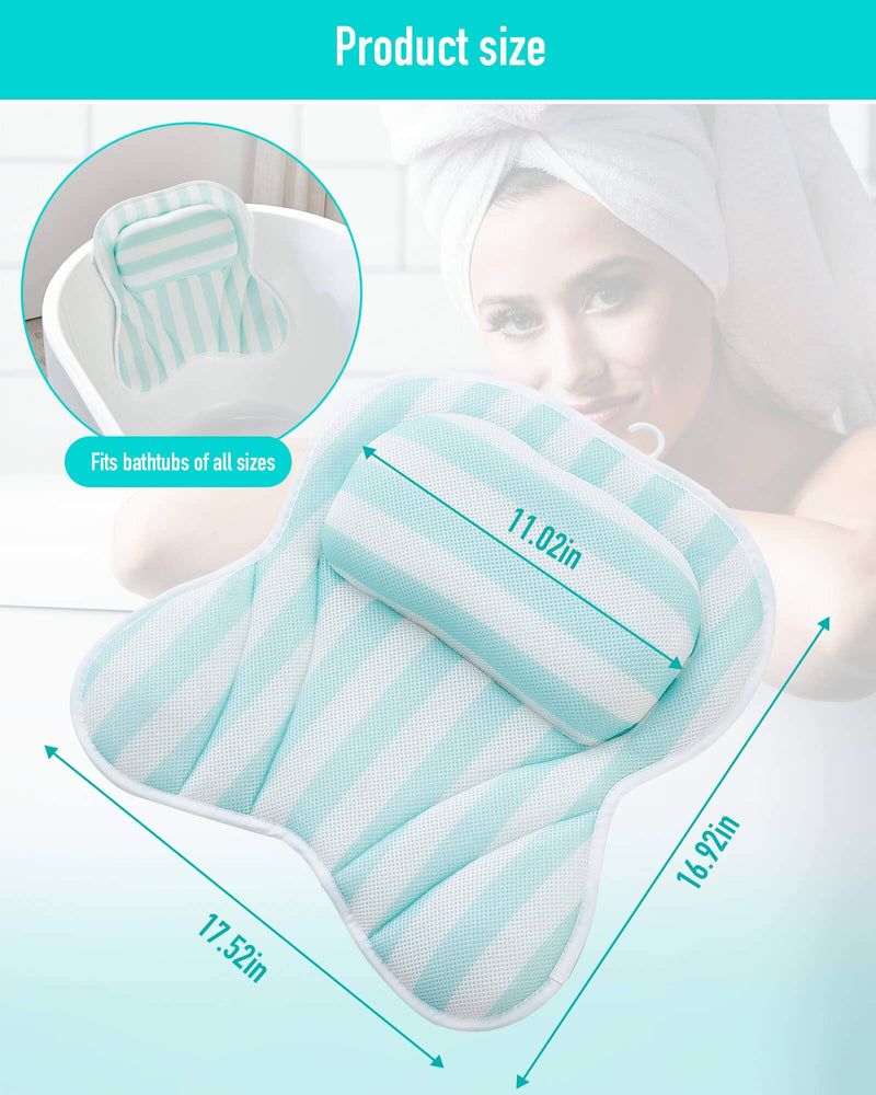 [Australia] - Bath Bathtub pillow, Bath Pillow, SPA Bath tub Pillow mat for Headrest, Neck and Shoulder Support, 4D Air Mesh Breathable Bath Pillow for Women & Men, With 6 Powerful Suction Cups… 