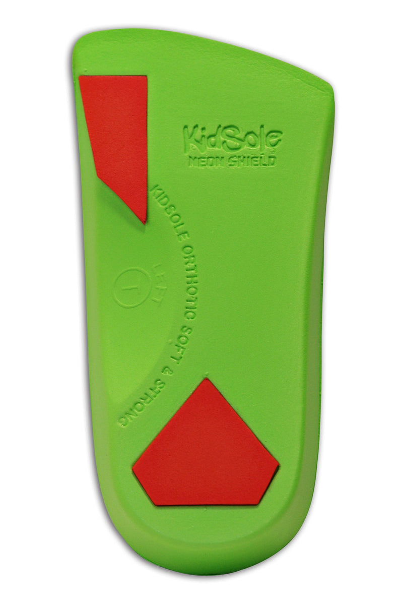 [Australia] - KidSole 3/4 Length Neon Shield Arch Support Insole for kids with foot pronation, flat feet, or any other undiagnosed arch support issues (Big Kids Size US 4-7.5) Big Kids Size US 4-7.5 