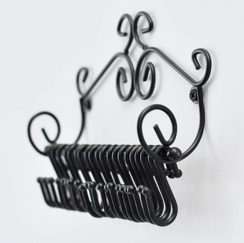 [Australia] - ARAD Scrollwork Design Wall Mounted Black Metal Jewelry Storage Organizer Rack w/ 20 Hanging S-Hooks 