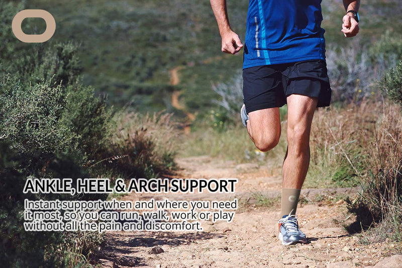 [Australia] - Ankle Brace Compression Support Sleeve (1 Pair) - BEST Ankle Compression Socks for Plantar Fasciitis, Arch Support, Foot & Ankle Swelling, Achilles Tendon, Joint Pain, Injury Recovery, Heel Spurs Large (Men's 10-13 / Women's >11) Beige / Nude 