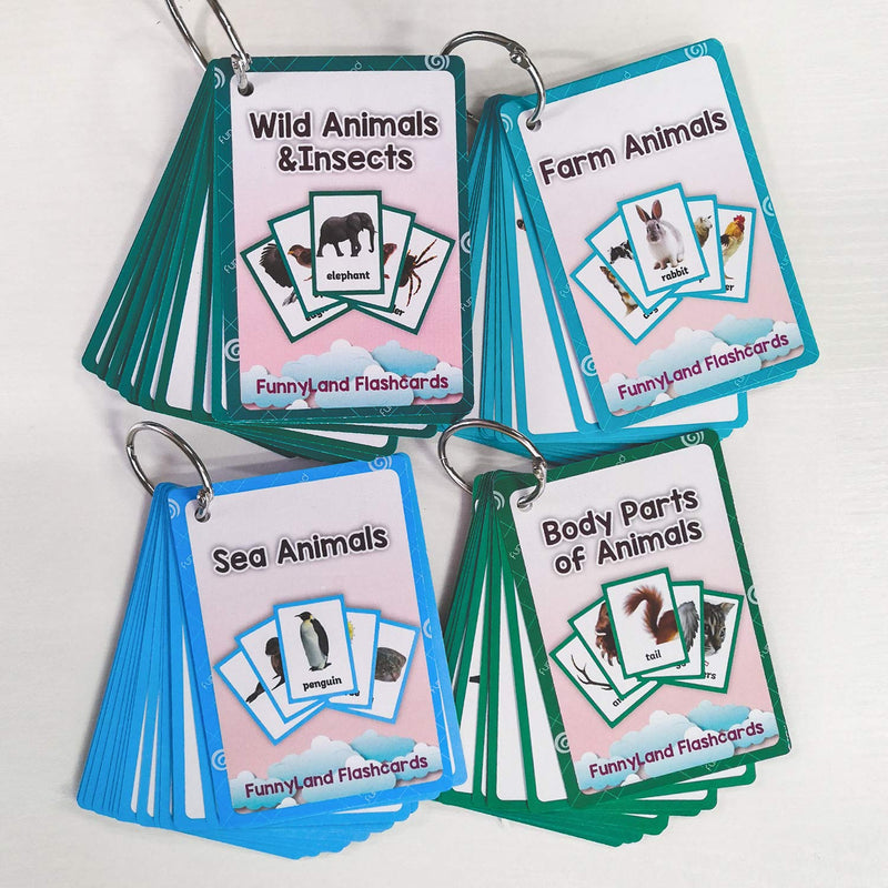 [Australia] - Wild/Farm/Sea Animals Body Parts Learning English Flash Cards Kids Montessori Toys Baby Cards Child Pocket Card Pre-Kindergarten Wild/Farm/Sea Animals Body Parts 