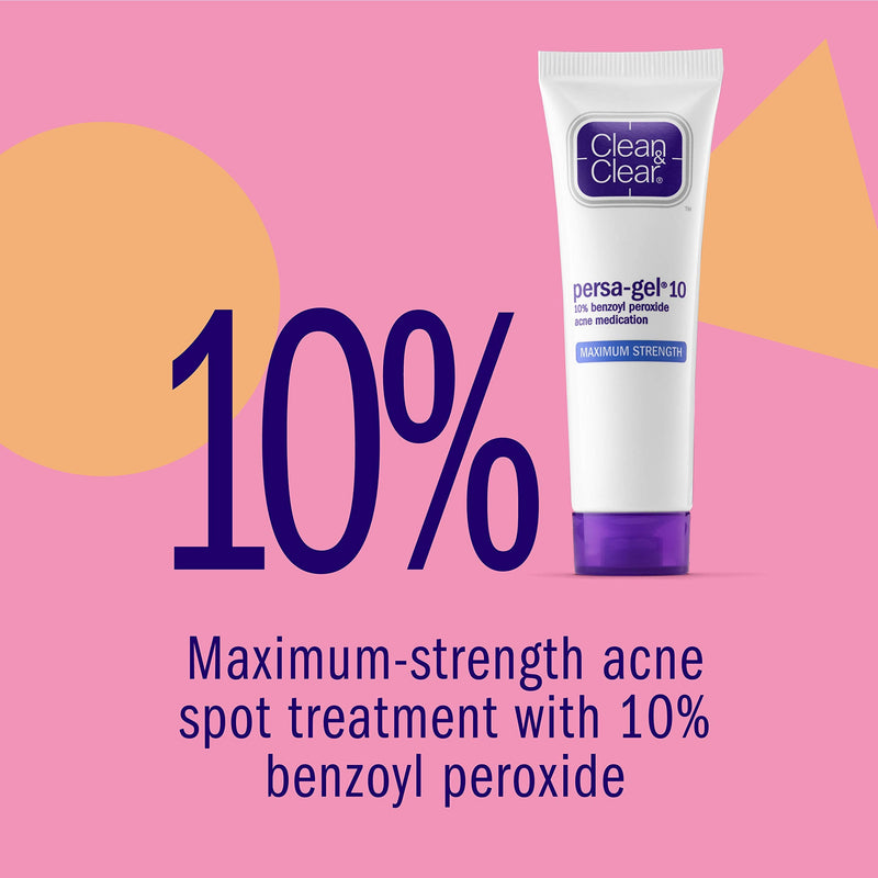 [Australia] - Clean & Clear PersaGel 10 Acne Medication Spot Treatment with Maximum Strength 10 Benzoyl Peroxide Topical Pimple Cream Acne Gel medication for Face Acne with Benzoyl Peroxide, 4 Count 1 Ounce (Pack of 4) 