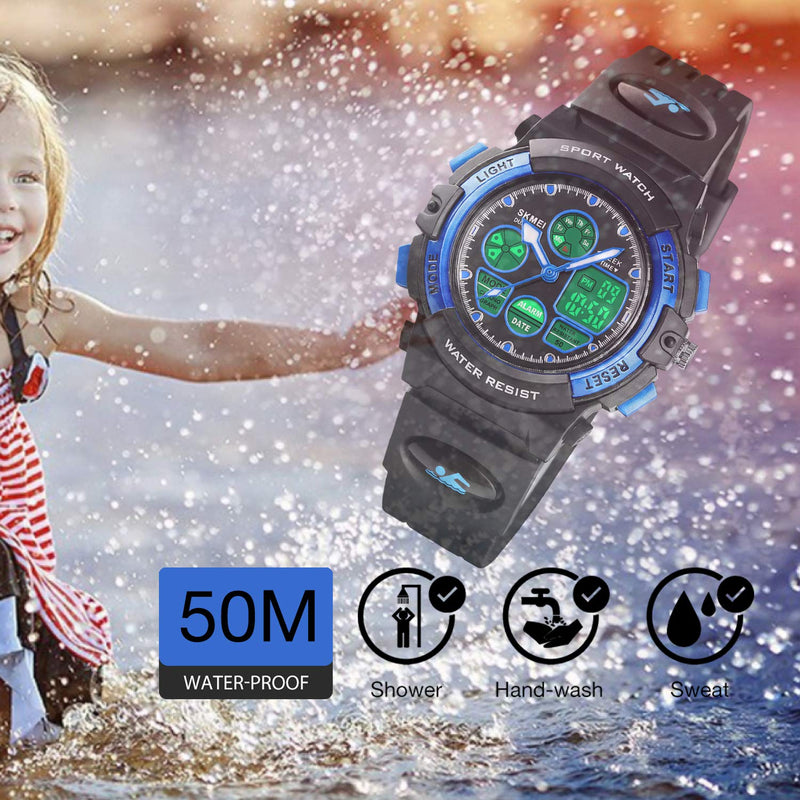 [Australia] - Kids Watches for Boys Girls, Multi Function Waterproof Outdoor Sports Digital Learning Wrist Watch Birthday Gifts for Children Age 5-12 Blue(5-9 yrs) 