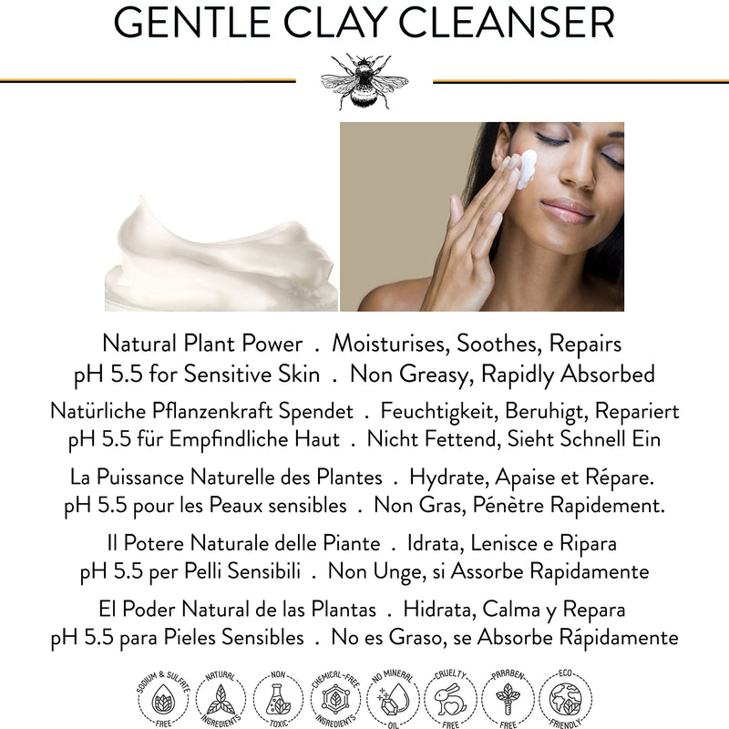 [Australia] - FACIAL CLAY CLEANSER LOTION - KAOLIN CLAY, HONEY & LAVENDER - 150 ml - by BEES of BRITAIN. A Natural Moisturising and Cleansing Lotion. We Donate 5% of our Profit to Help Save Bees and Pollinators. 